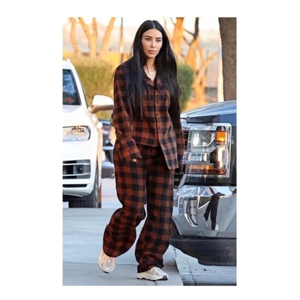 Skims Size 4X Plaid Sleep Set Jasper Buffalo Check Holiday Brown PJs NWT - Picture 3 of 10